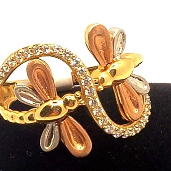 14 k GOLD Double Dragonfly Ring size 6 - Picture 9 of 16